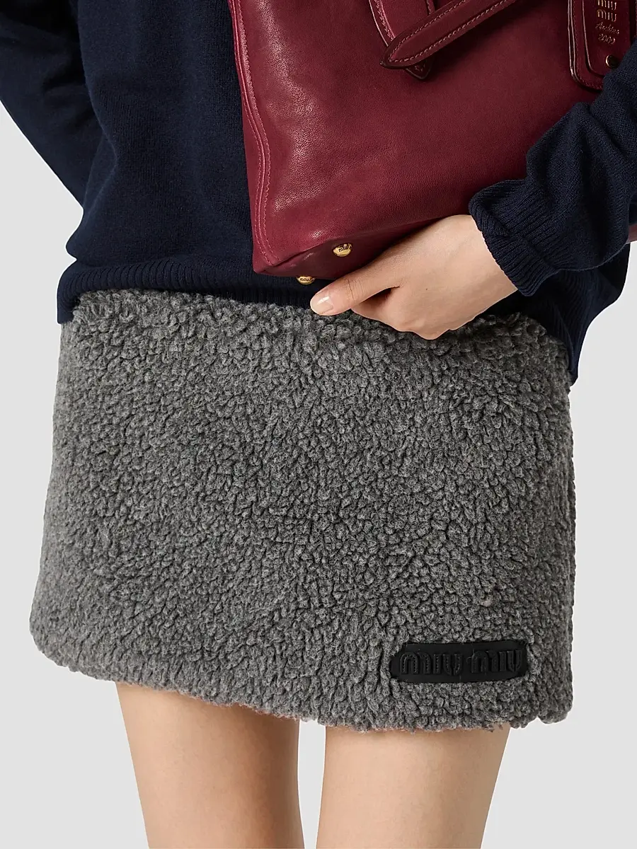 Miu Miu Women's Fleece Mini Skirt | Thumbnail 4 Miu Miu Women's Fleece Mini Skirt | Thumbnail 4