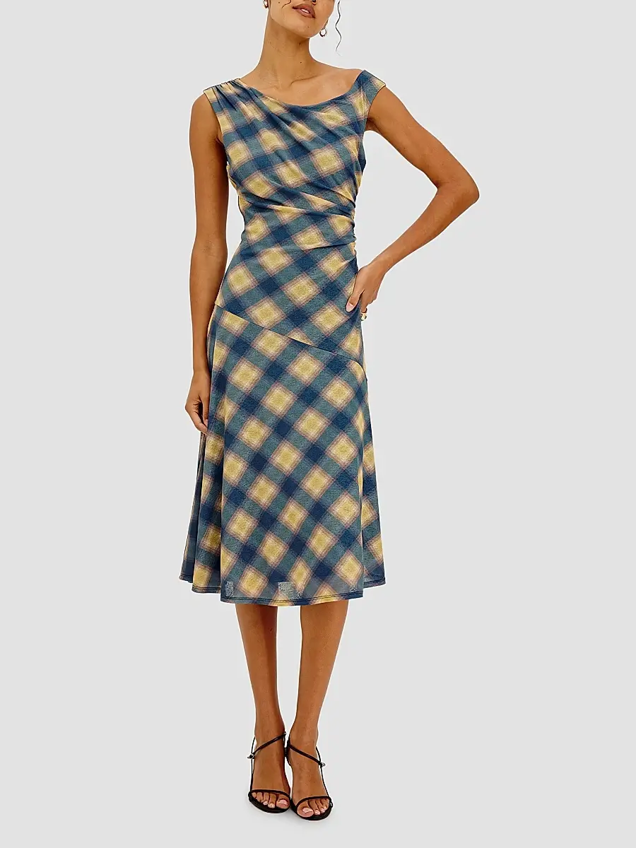 RAILS Women's Sorra Draped Plaid Midi Dress | Thumbnail 4 RAILS Women's Sorra Draped Plaid Midi Dress | Thumbnail 4