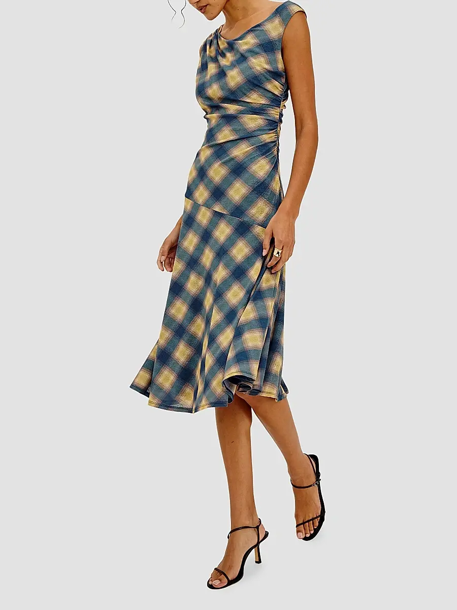 RAILS Women's Sorra Draped Plaid Midi Dress | Thumbnail 6 RAILS Women's Sorra Draped Plaid Midi Dress | Thumbnail 6