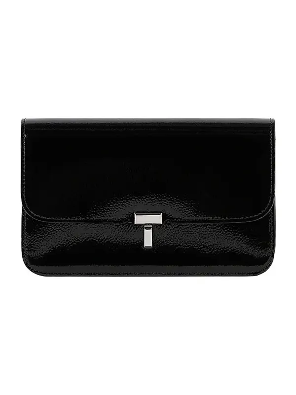 Women's T-Lock Grained-Patent Leather Crossbody Bag