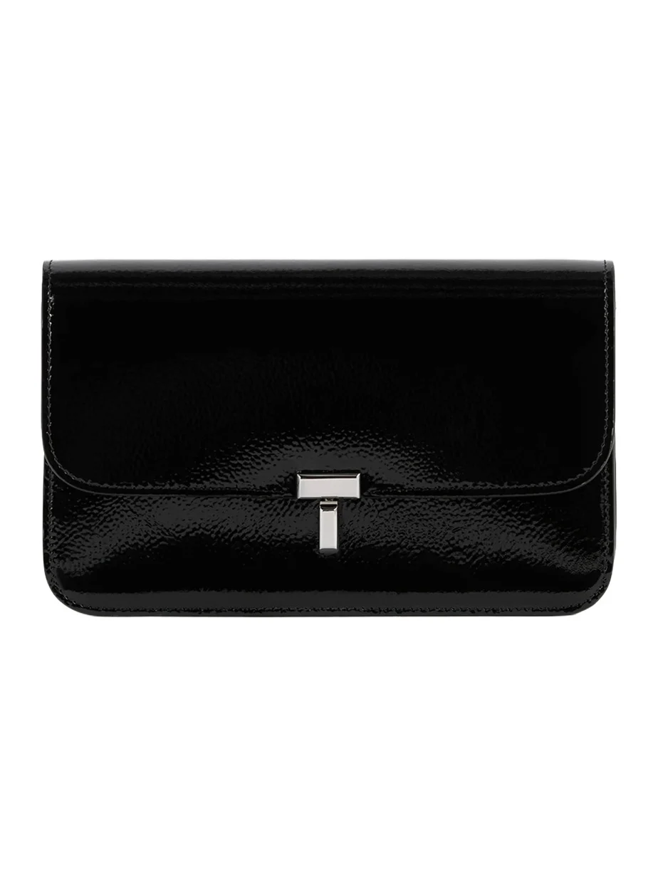 Women's T-Lock Grained-Patent Leather Crossbody Bag