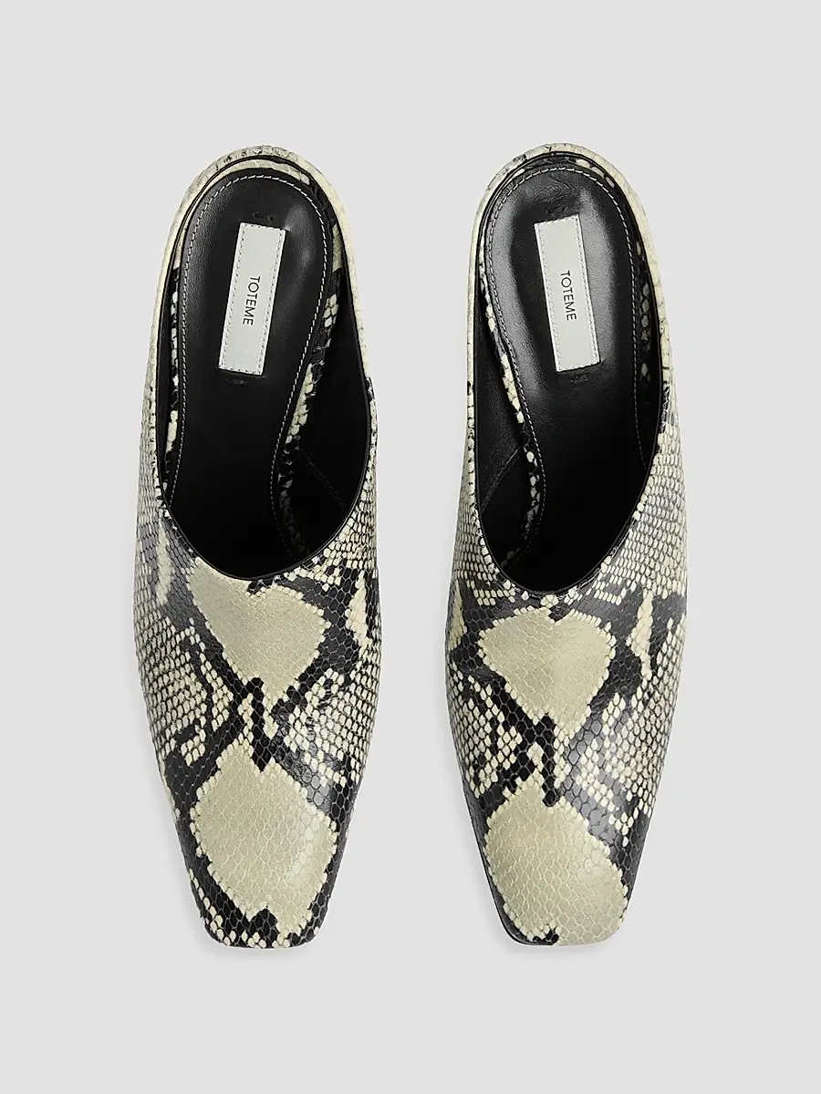 TOTEME Women's Bar 85MM Python-Embossed Leather Mules | Thumbnail 3