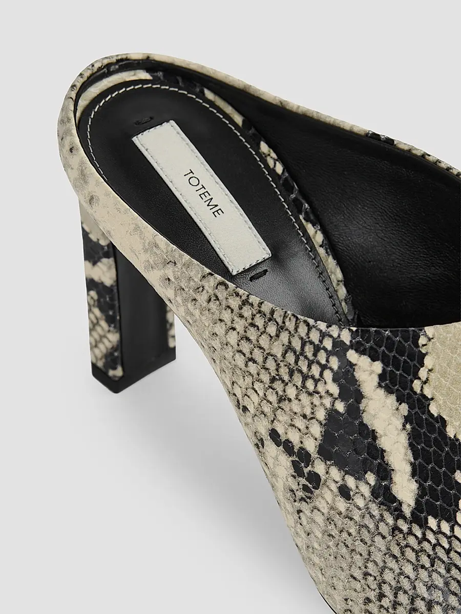 TOTEME Women's Bar 85MM Python-Embossed Leather Mules | Thumbnail 5