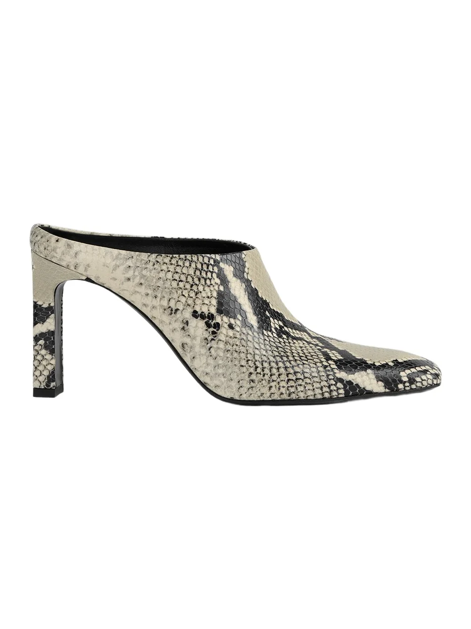 TOTEME Women's Bar 85MM Python-Embossed Leather Mules