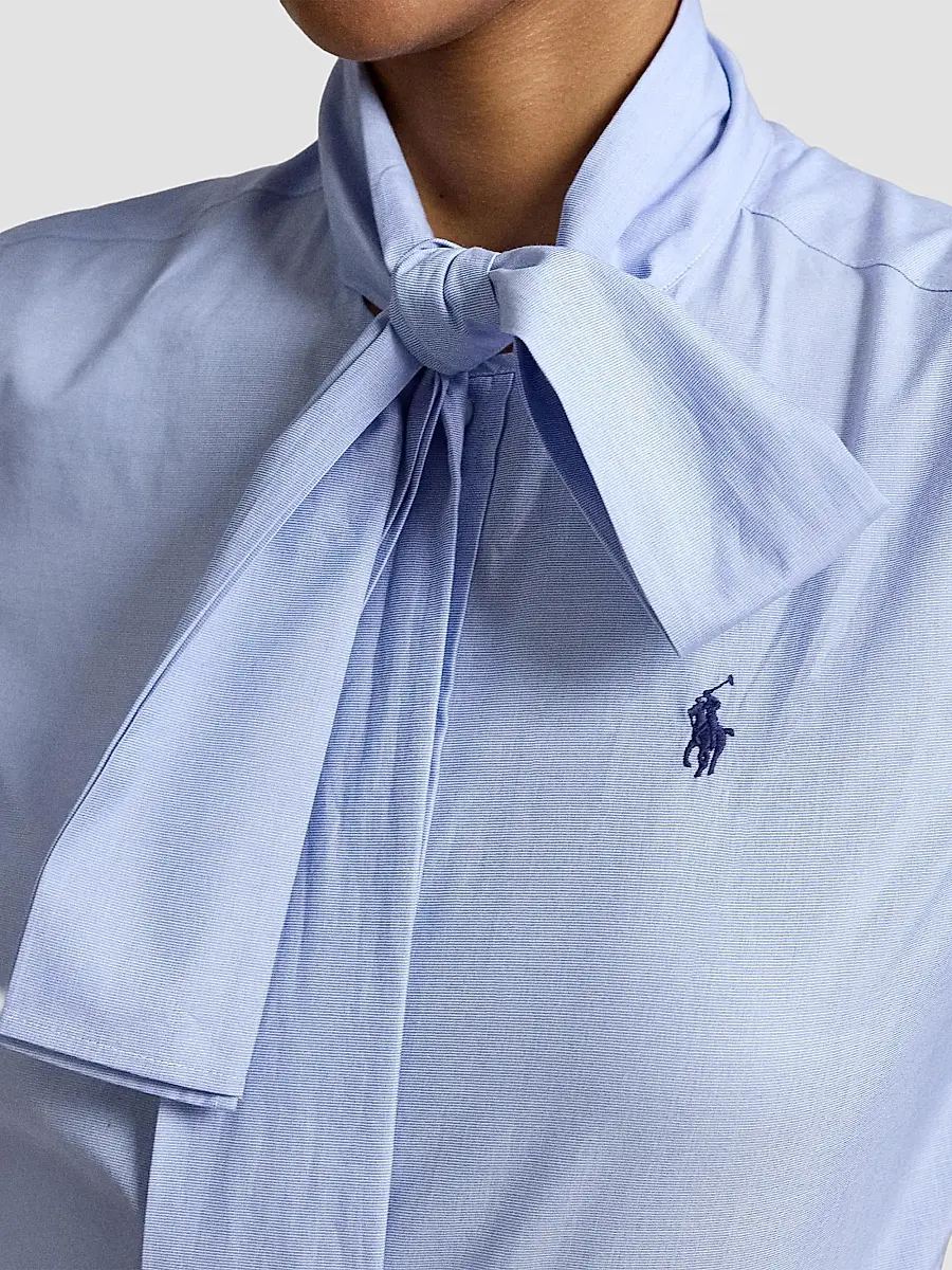 Polo Ralph Lauren Women's Poplin Tie-Neck Shirt | Thumbnail 5 Polo Ralph Lauren Women's Poplin Tie-Neck Shirt | Thumbnail 5