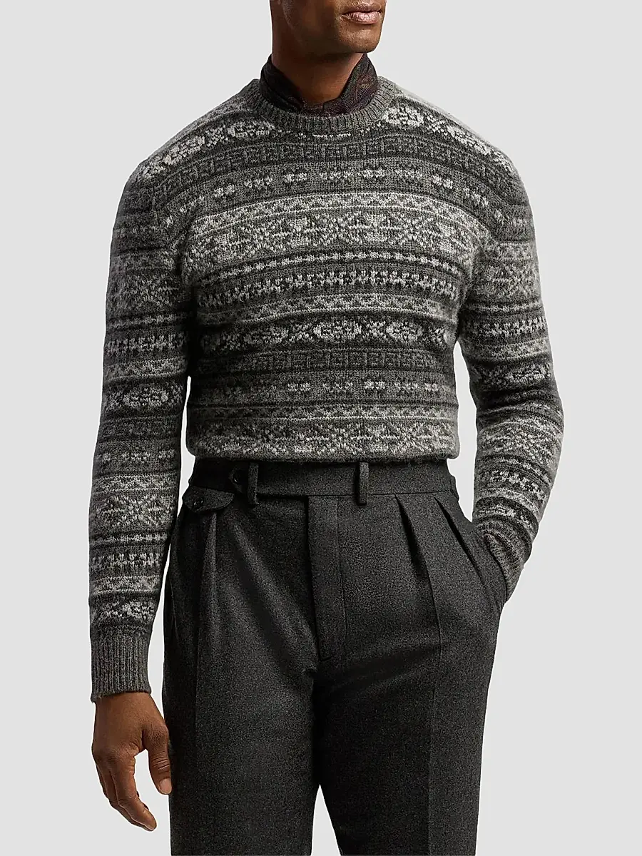 Ralph Lauren Purple Label Men's Fair Isle-Style Cashmere-Blend Sweater | Thumbnail 4