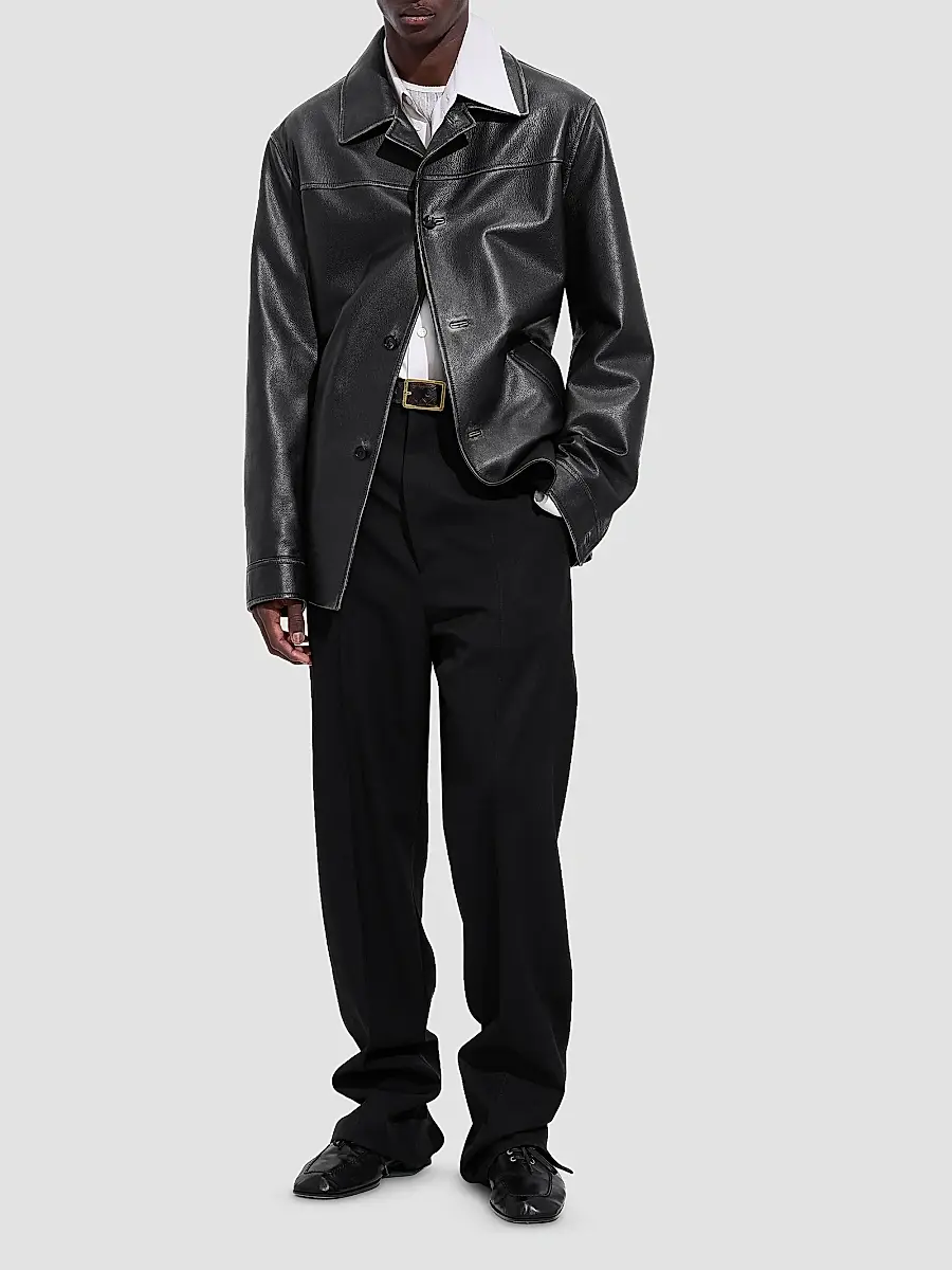 Bottega Veneta Men's Vintage-Effect Leather Coat | Thumbnail 2 Bottega Veneta Men's Vintage-Effect Leather Coat | Thumbnail 2
