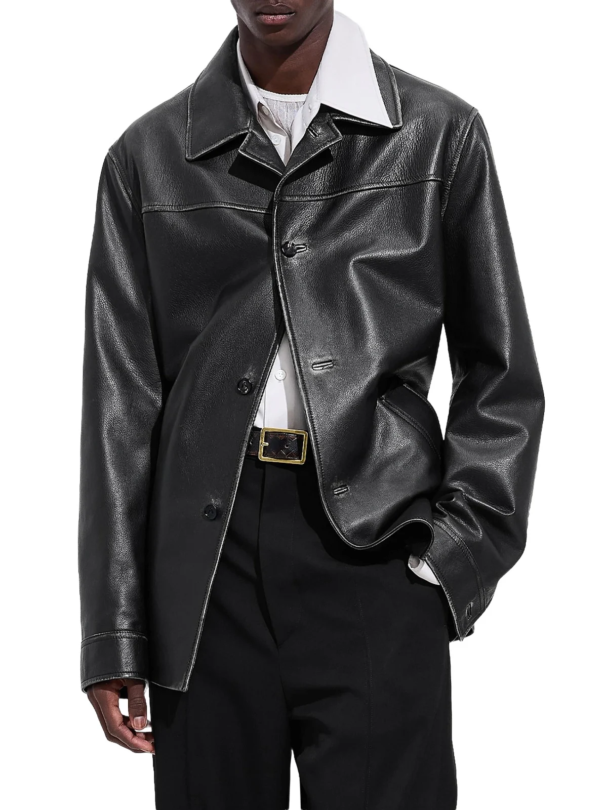 Bottega Veneta Men's Vintage-Effect Leather Coat
