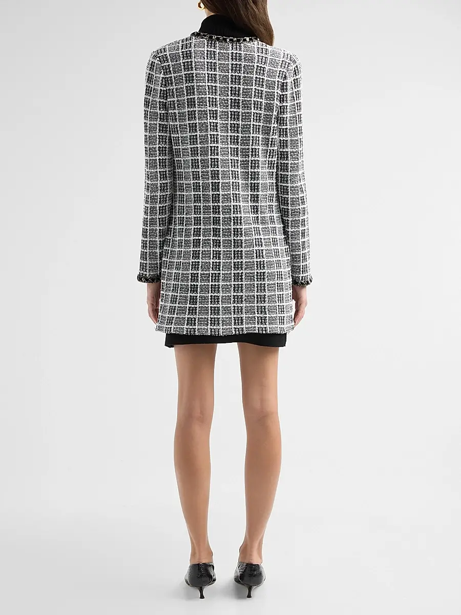 Misook Women's Plaid Velvet-Trim Longline Jacket | Thumbnail 3 Misook Women's Plaid Velvet-Trim Longline Jacket | Thumbnail 3