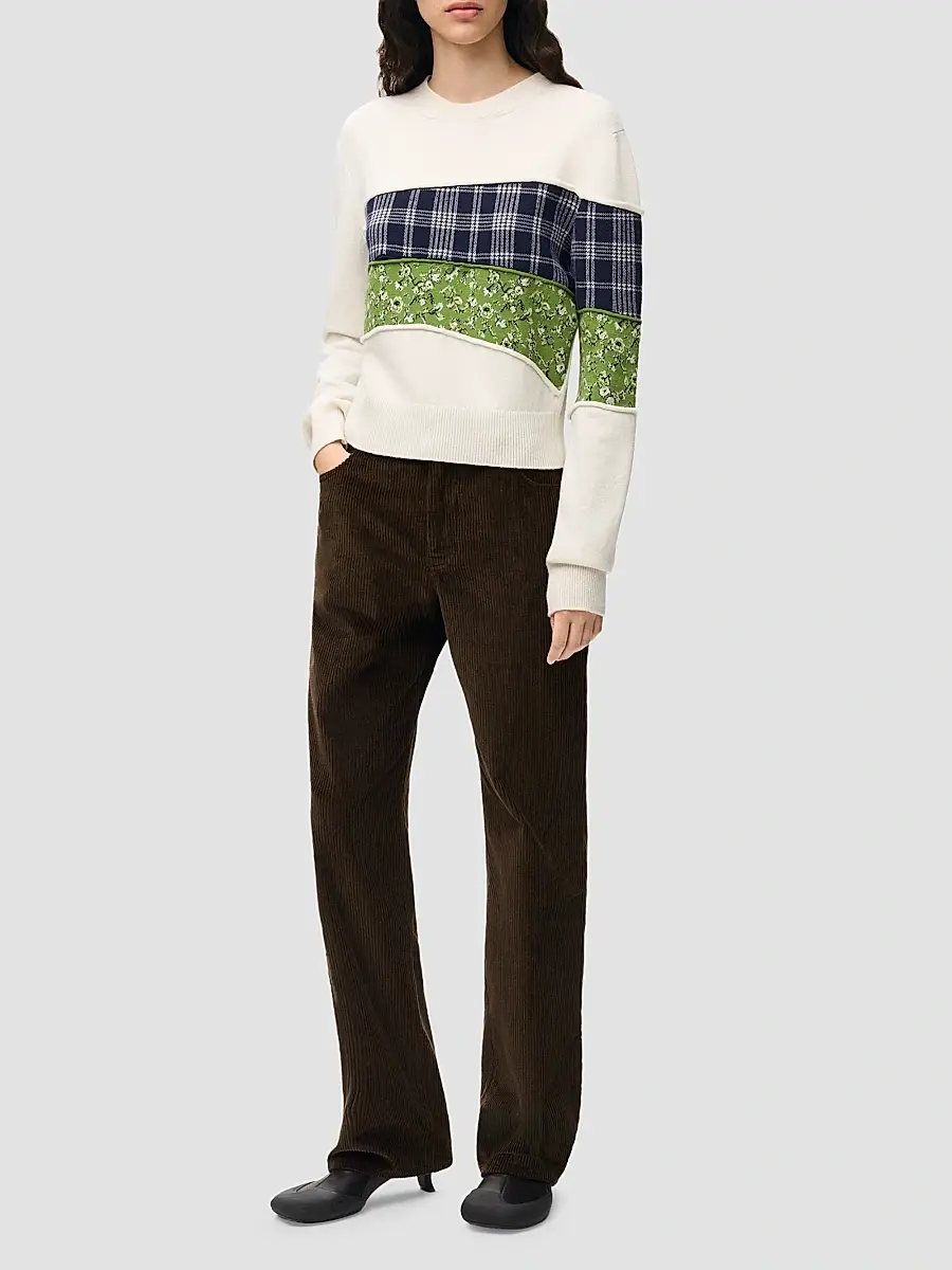 Loewe Women's Patchwork Wool Knit Crewneck Sweater | Thumbnail 2