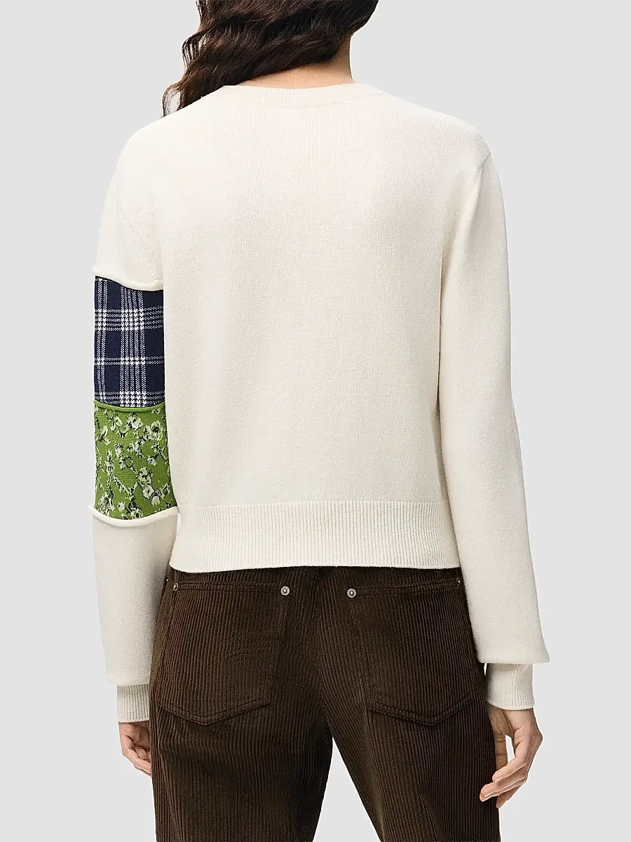 Loewe Women's Patchwork Wool Knit Crewneck Sweater | Thumbnail 3