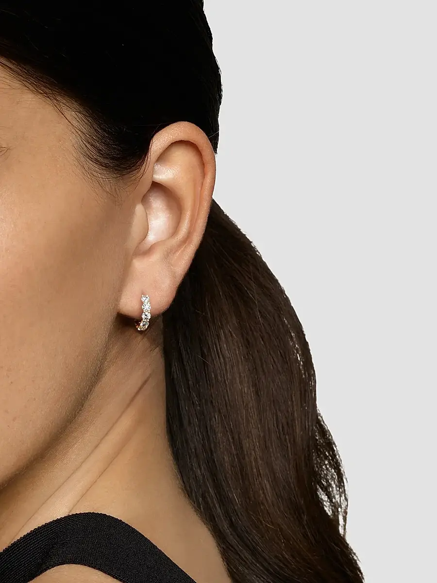 David Yurman Women's Petite Pavé Hoop Earrings in 18K Yellow Gold with Diamonds, 11.6MM - Gold | Thumbnail 2 David Yurman Women's Petite Pavé Hoop Earrings in 18K Yellow Gold with Diamonds, 11.6MM - Gold | Thumbnail 2