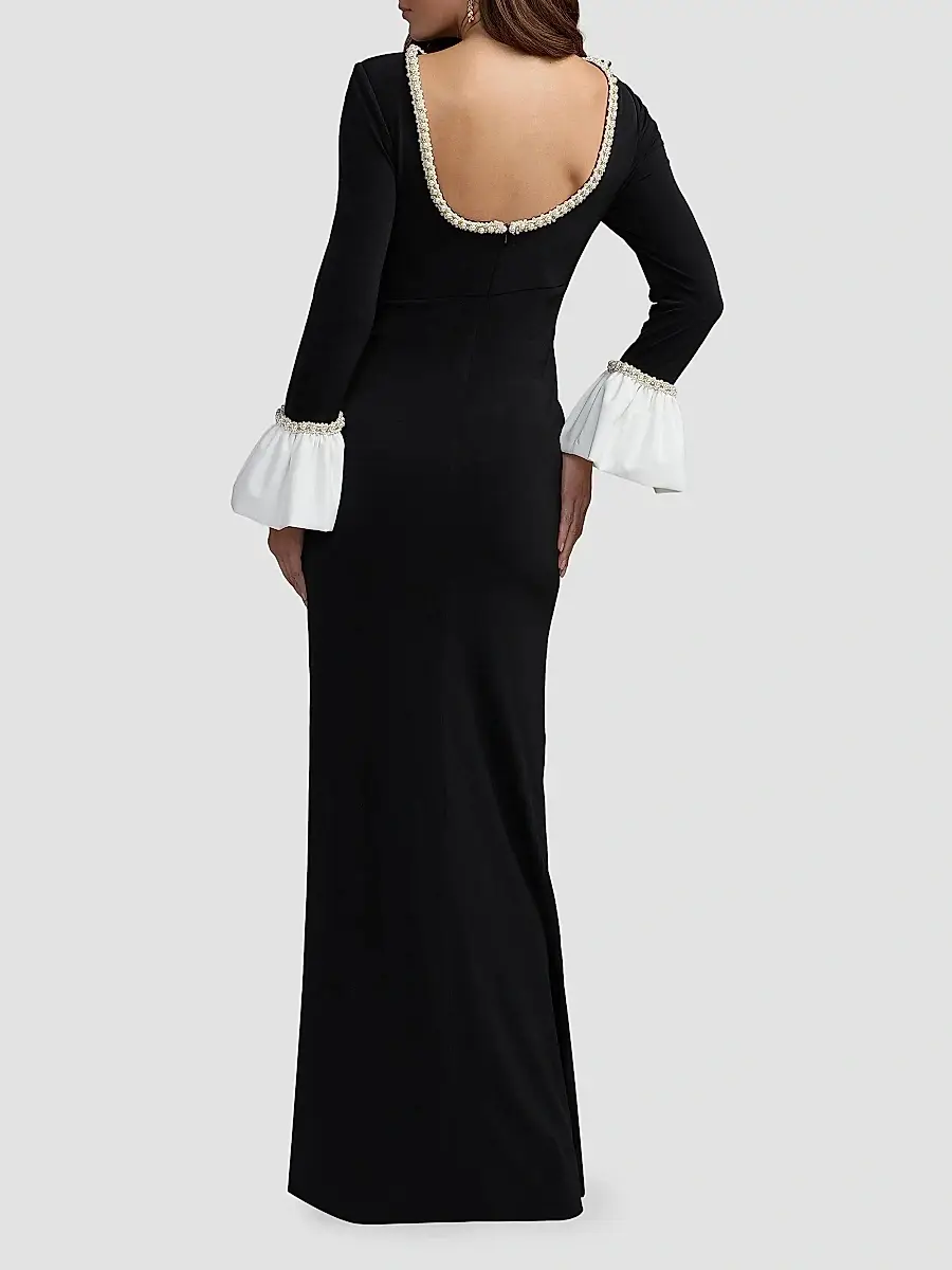 Mac Duggal Women's Faux Pearl-Embellished Bubble Sleeve Gown | Thumbnail 3