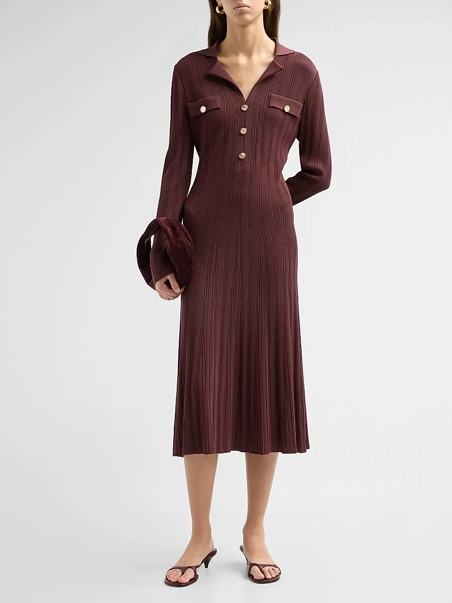 Misook Women's Rib-Knit A-Line Midi Dress | Thumbnail 2