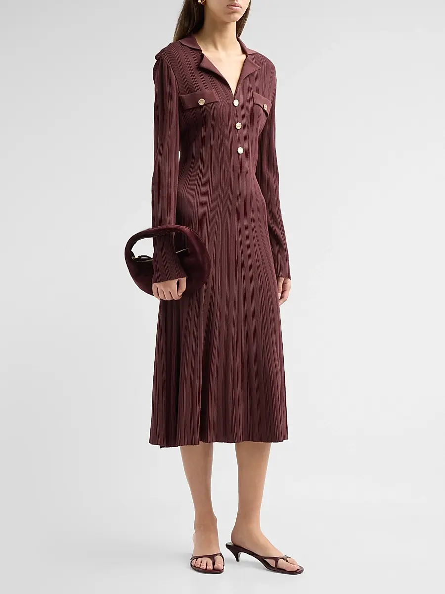 Misook Women's Rib-Knit A-Line Midi Dress | Thumbnail 4