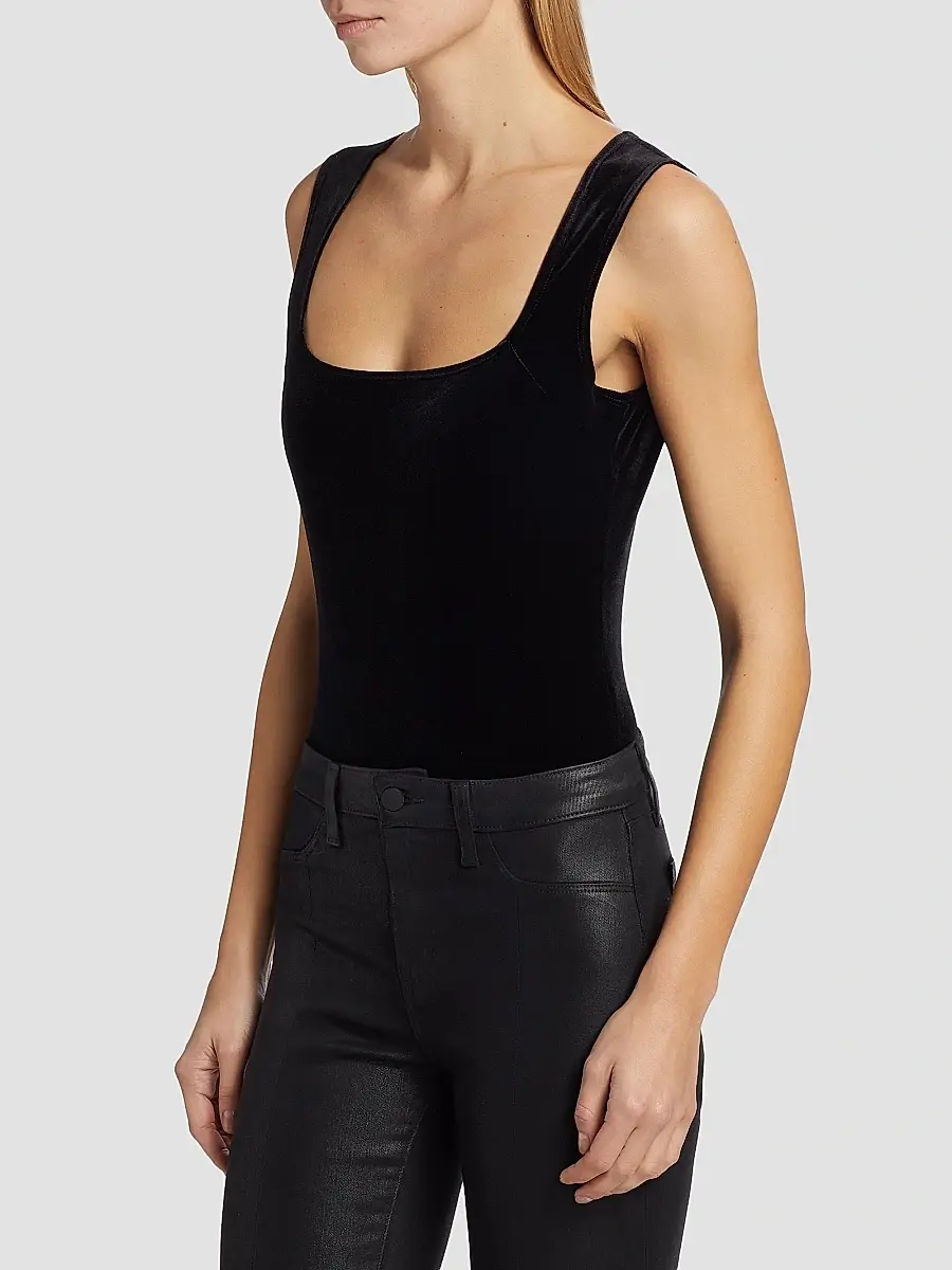 L'Agence Women's Velvet Squareneck Bodysuit | Thumbnail 4 L'Agence Women's Velvet Squareneck Bodysuit | Thumbnail 4