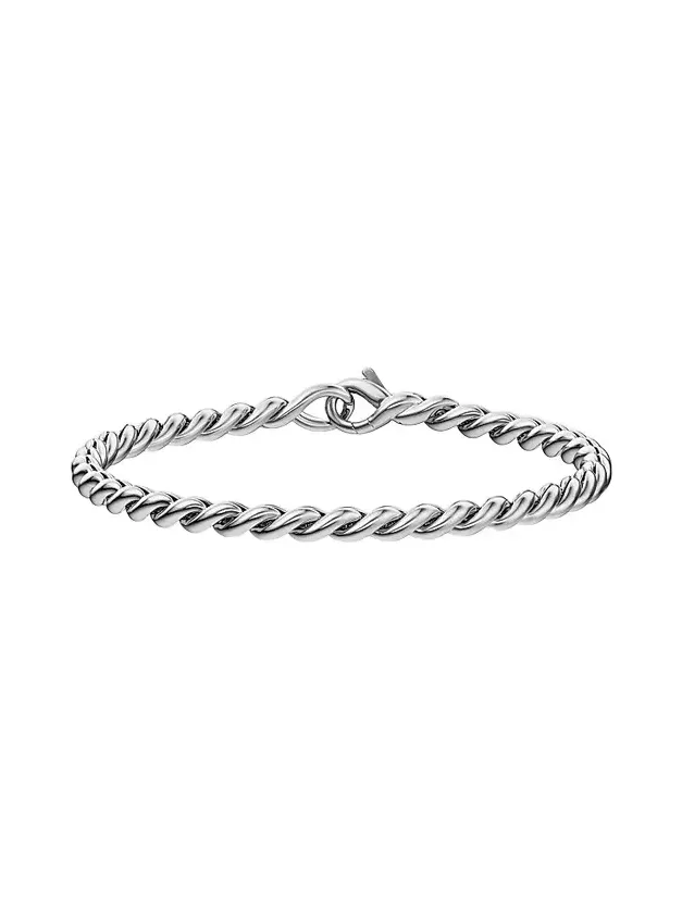 Women's Sculpted Cable Chain Bracelet in Sterling Silver, 3.7MM Women's Sculpted Cable Chain Bracelet in Sterling Silver, 3.7MM