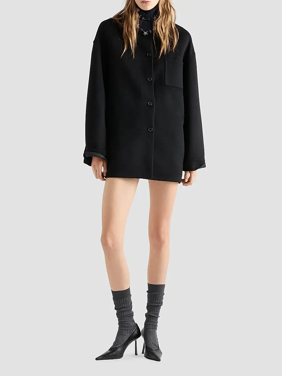 Prada Women's Reversible Double Cashwool and Nylon Caban Jacket | Thumbnail 2 Prada Women's Reversible Double Cashwool and Nylon Caban Jacket | Thumbnail 2