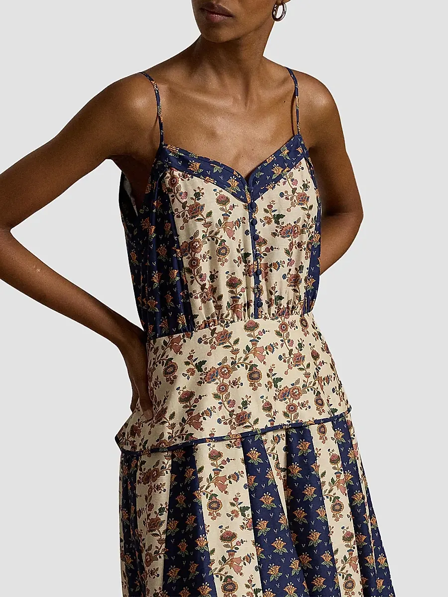 Polo Ralph Lauren Women's Mixed-Print Paneled Midi Dress | Thumbnail 4