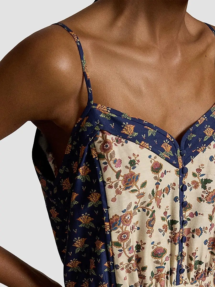Polo Ralph Lauren Women's Mixed-Print Paneled Midi Dress | Thumbnail 5