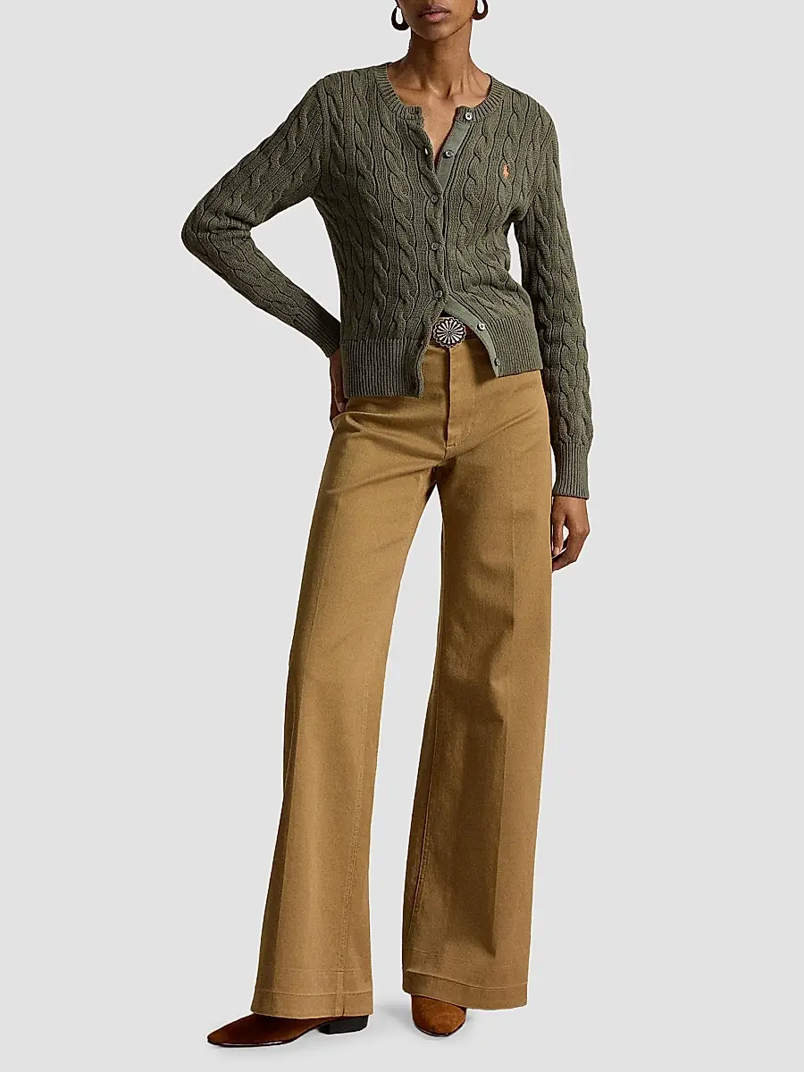 Polo Ralph Lauren Women's Cable-Knit Cotton Crewneck Cardigan | Thumbnail 2 Polo Ralph Lauren Women's Cable-Knit Cotton Crewneck Cardigan | Thumbnail 2