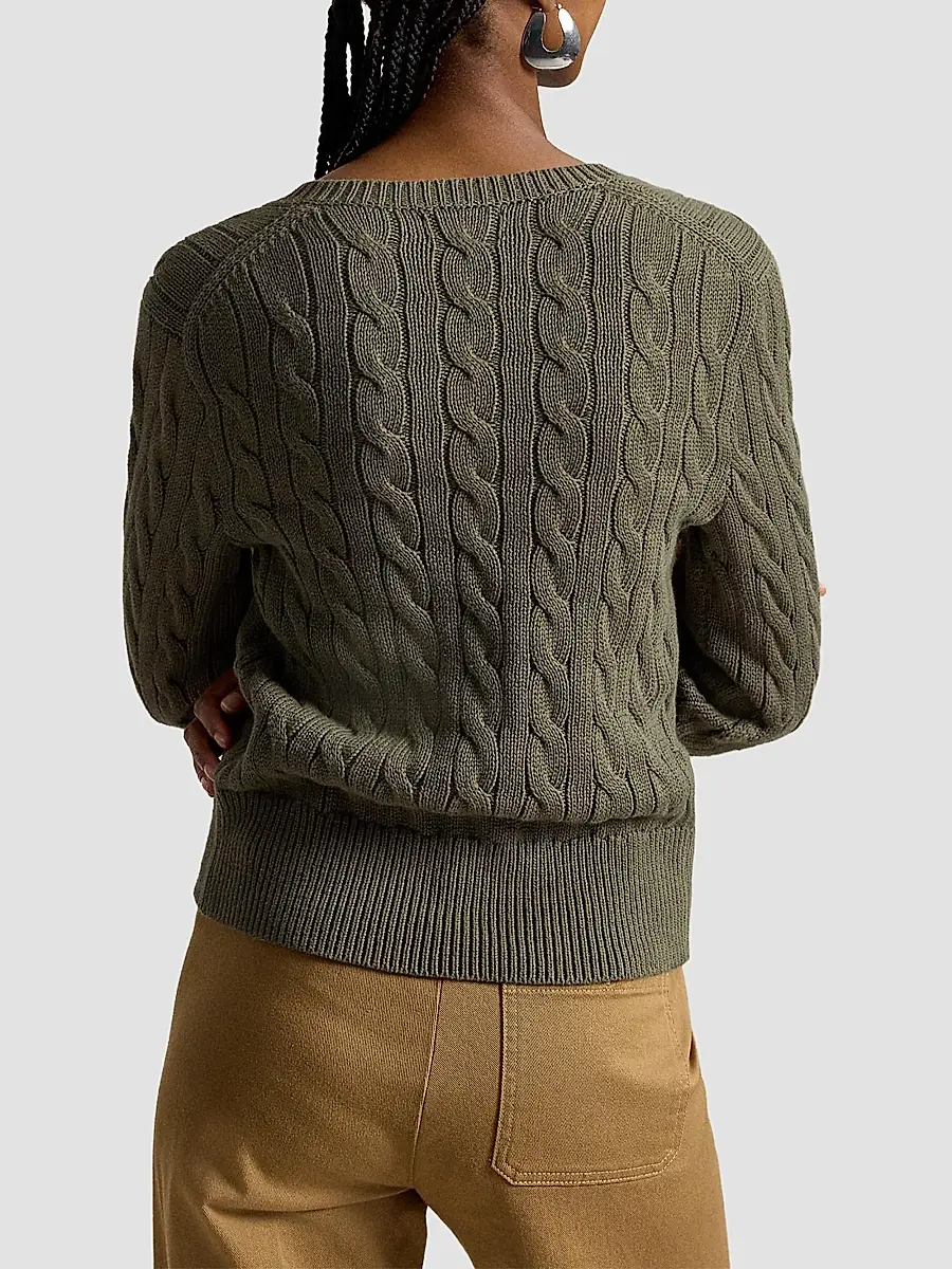 Polo Ralph Lauren Women's Cable-Knit Cotton Crewneck Cardigan | Thumbnail 3 Polo Ralph Lauren Women's Cable-Knit Cotton Crewneck Cardigan | Thumbnail 3