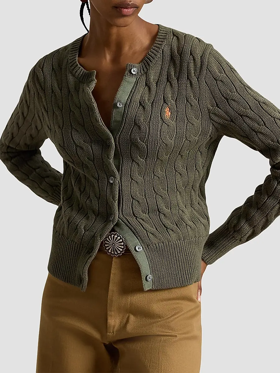 Polo Ralph Lauren Women's Cable-Knit Cotton Crewneck Cardigan | Thumbnail 4 Polo Ralph Lauren Women's Cable-Knit Cotton Crewneck Cardigan | Thumbnail 4