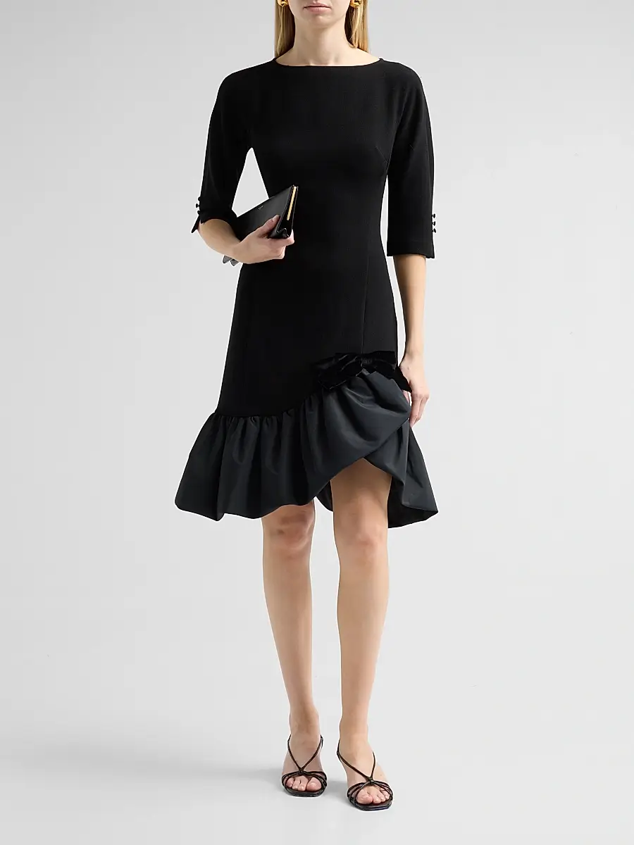 Teri Jon by Rickie Freeman Women's Crêpe Taffeta Bubble-Hem Cocktail Dress | Thumbnail 2 Teri Jon by Rickie Freeman Women's Crêpe Taffeta Bubble-Hem Cocktail Dress | Thumbnail 2