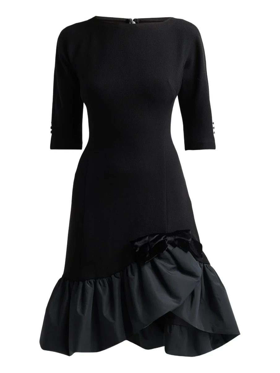 Women's Crêpe Taffeta Bubble-Hem Cocktail Dress
