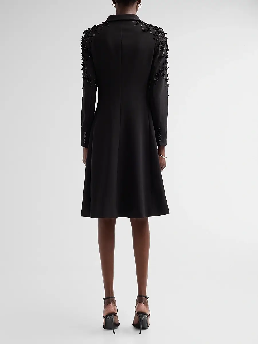 Teri Jon by Rickie Freeman Women's Crêpe Floral Appliqué Tuxedo Cocktail Dress | Thumbnail 3 Teri Jon by Rickie Freeman Women's Crêpe Floral Appliqué Tuxedo Cocktail Dress | Thumbnail 3