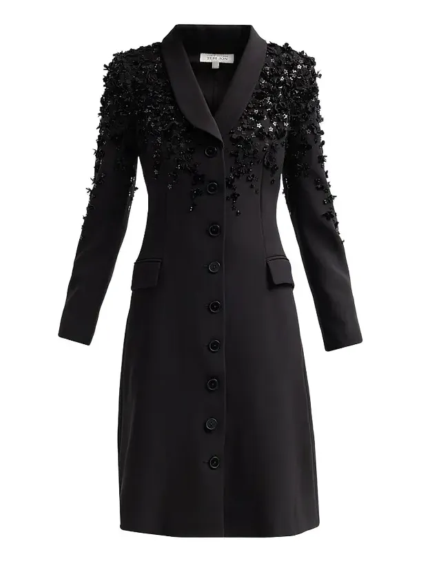 Women's Crêpe Floral Appliqué Tuxedo Cocktail Dress Women's Crêpe Floral Appliqué Tuxedo Cocktail Dress