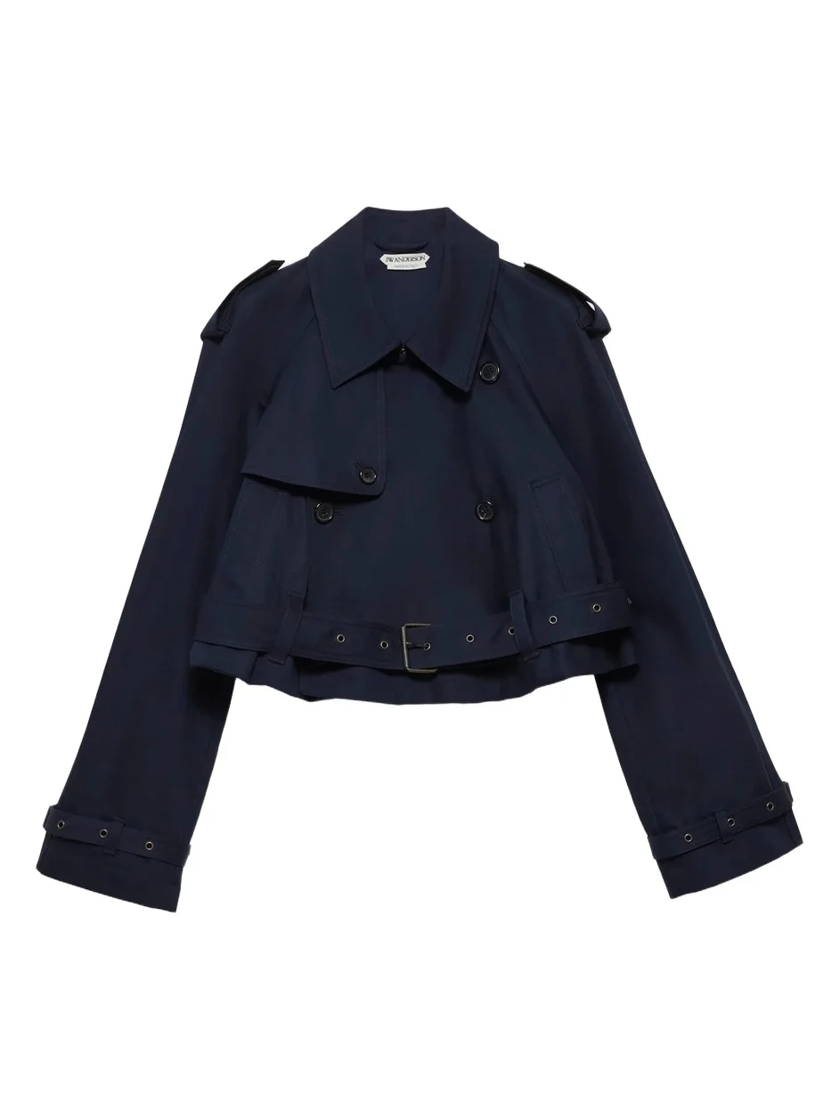 Women's Cotton Crop Trench Jacket