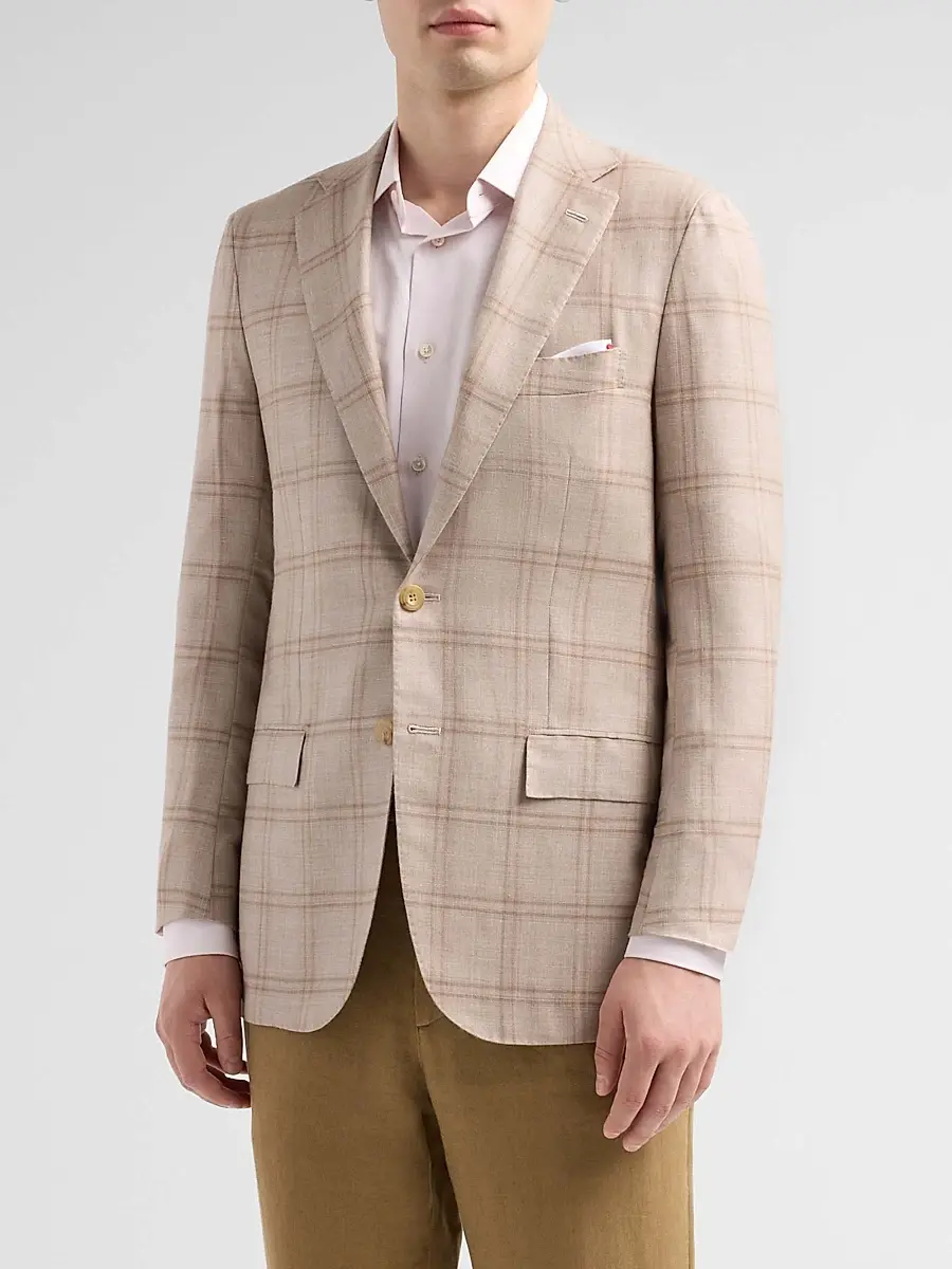 Kiton Men's Plaid Cashmere-Blend Jacket | Thumbnail 4