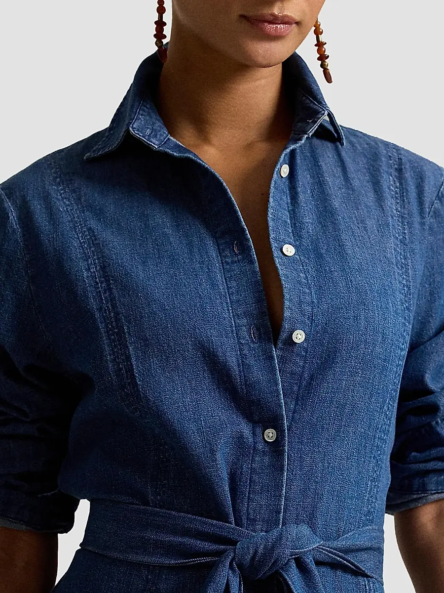 Polo Ralph Lauren Women's Chambray Tie-Waist Midi Shirtdress | Thumbnail 4 Polo Ralph Lauren Women's Chambray Tie-Waist Midi Shirtdress | Thumbnail 4