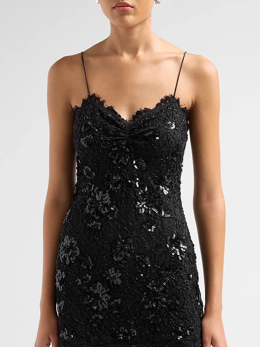LoveShackFancy Women's Jetta Sequin-Embellished Lace Mini Dress | Thumbnail 5