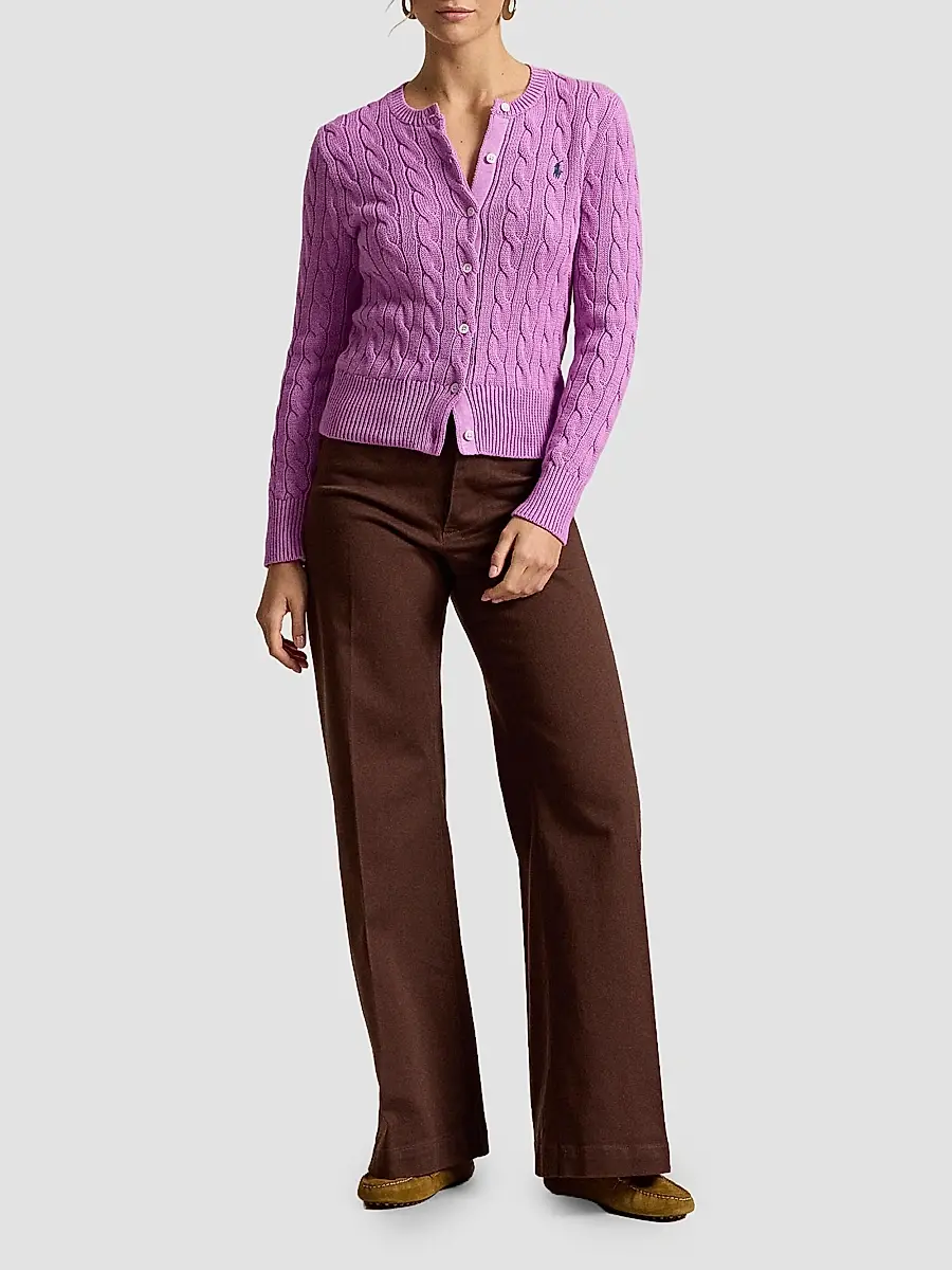Polo Ralph Lauren Women's Cable-Knit Cotton Crewneck Cardigan | Thumbnail 2 Polo Ralph Lauren Women's Cable-Knit Cotton Crewneck Cardigan | Thumbnail 2