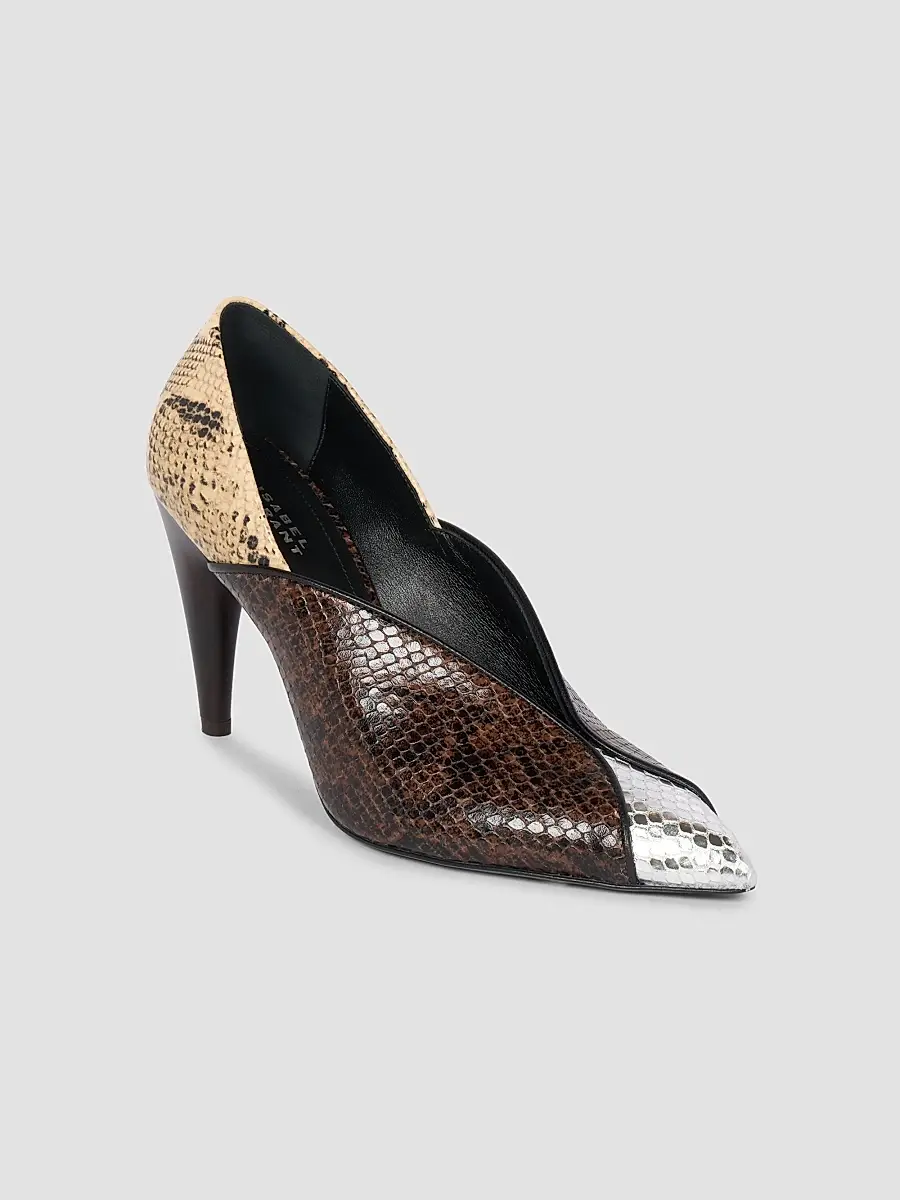 Isabel Marant Women's Luza 90MM Colorblocked Snakeskin-Embossed Leather Pumps | Thumbnail 3