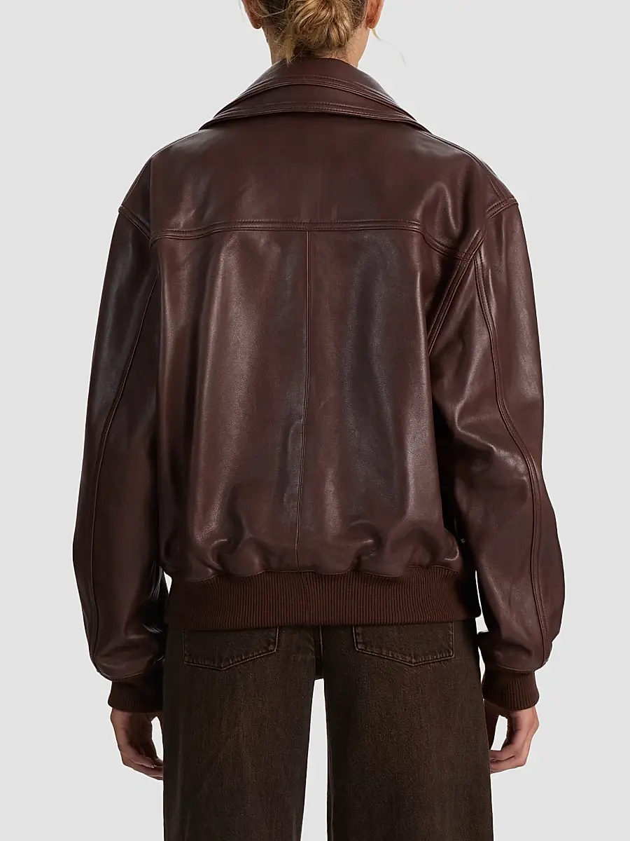 Alice + Olivia Women's Collins Double-Layered Leather Bomber Jacket | Thumbnail 2 Alice + Olivia Women's Collins Double-Layered Leather Bomber Jacket | Thumbnail 2