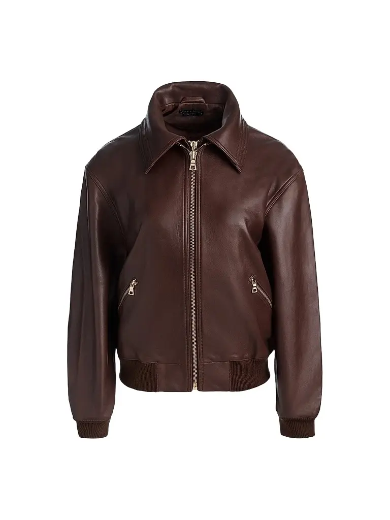 Alice + Olivia Women's Collins Double-Layered Leather Bomber Jacket
