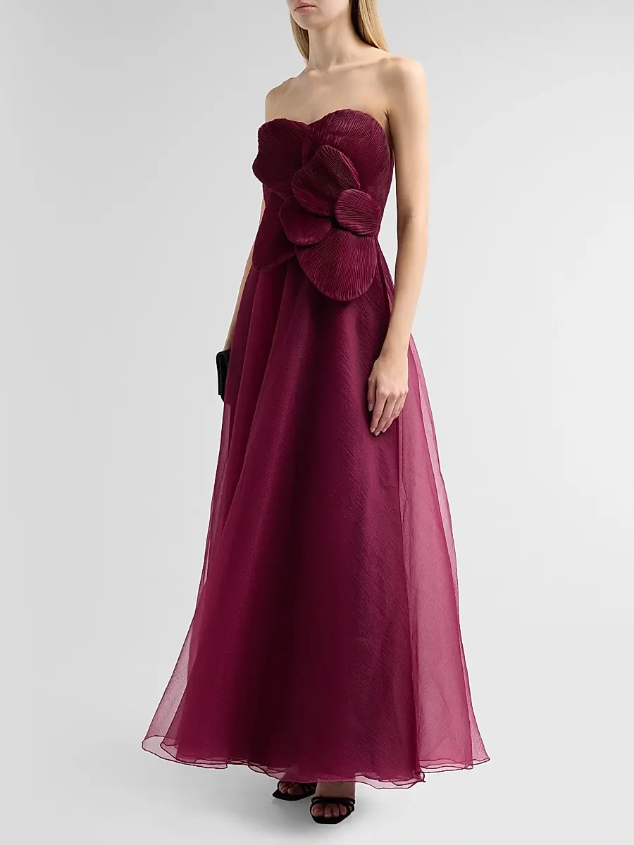 THEIA Women's Lyon Organza Rose Strapless Gown | Thumbnail 4 THEIA Women's Lyon Organza Rose Strapless Gown | Thumbnail 4