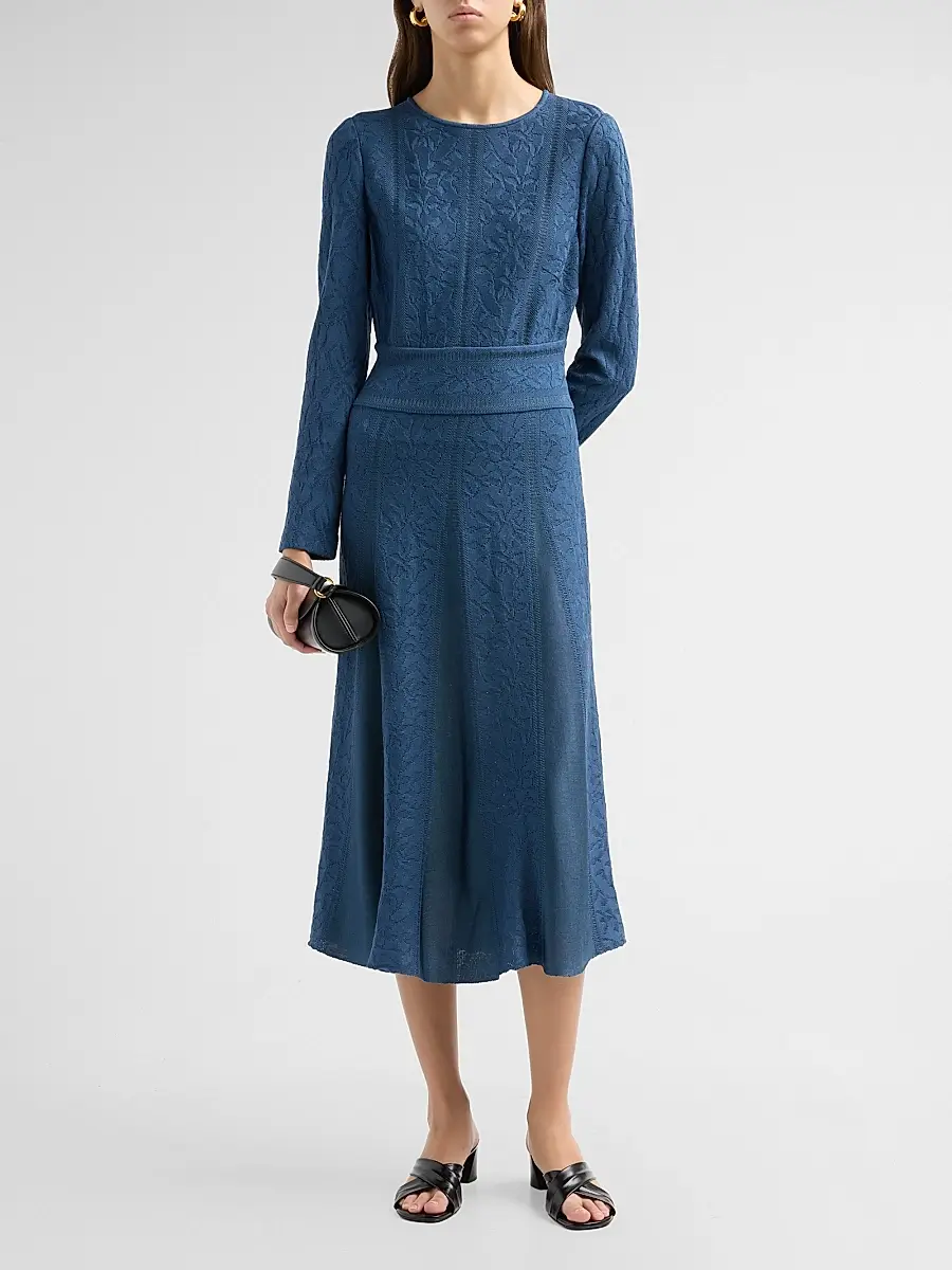 Misook Women's Floral Pane Knit Maxi Dress | Thumbnail 2 Misook Women's Floral Pane Knit Maxi Dress | Thumbnail 2