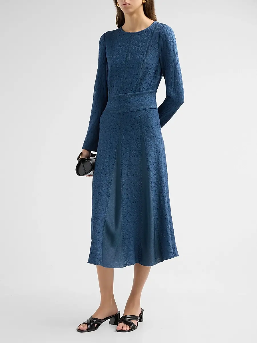 Misook Women's Floral Pane Knit Maxi Dress | Thumbnail 4 Misook Women's Floral Pane Knit Maxi Dress | Thumbnail 4