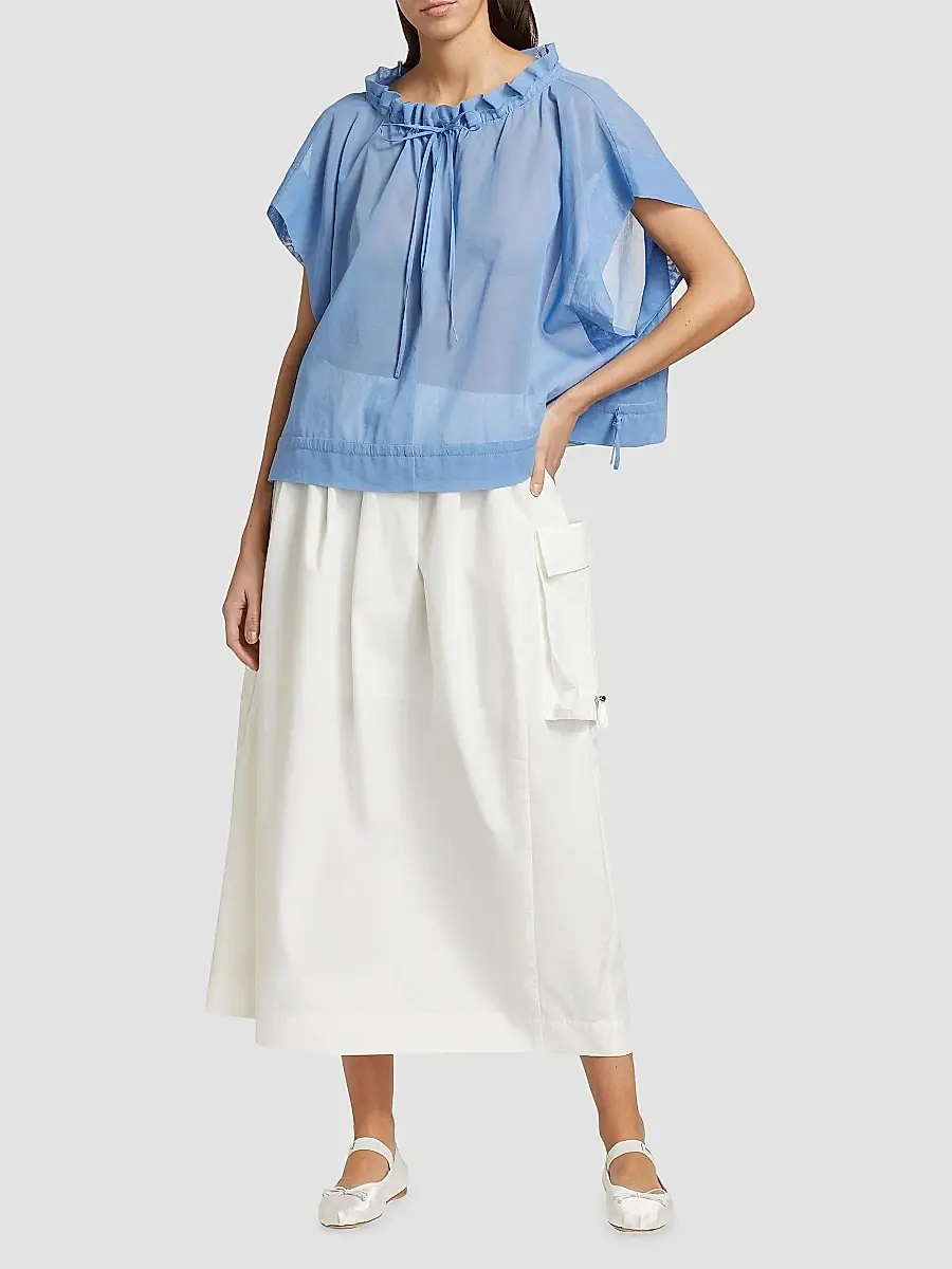 Barneys New York Women's Cotton Organza Ruffled Blouse | Thumbnail 2 Barneys New York Women's Cotton Organza Ruffled Blouse | Thumbnail 2