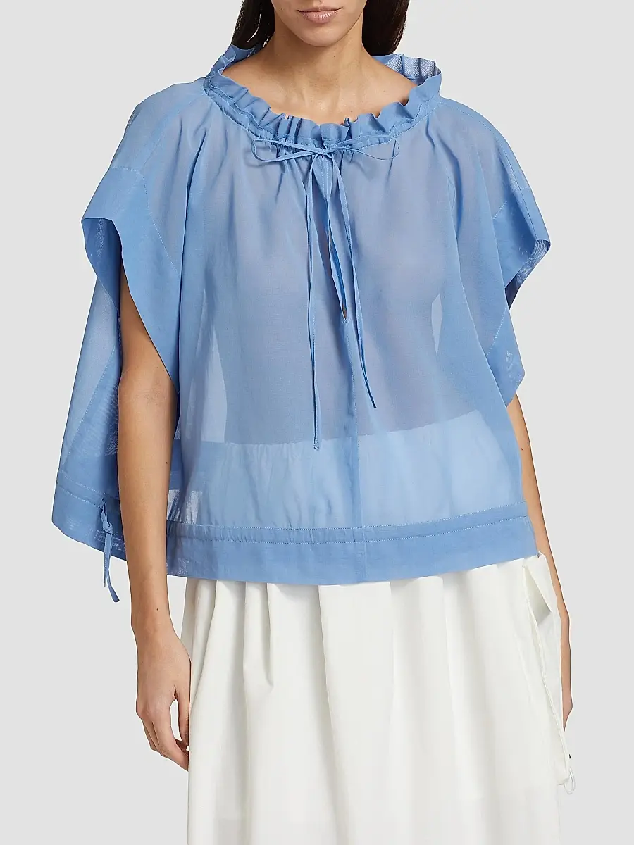 Barneys New York Women's Cotton Organza Ruffled Blouse | Thumbnail 3 Barneys New York Women's Cotton Organza Ruffled Blouse | Thumbnail 3