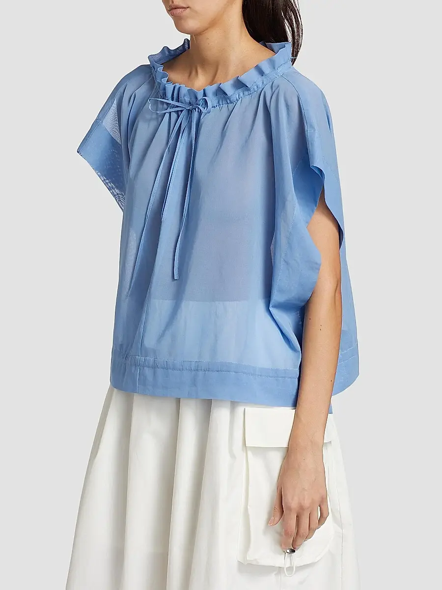 Barneys New York Women's Cotton Organza Ruffled Blouse | Thumbnail 4 Barneys New York Women's Cotton Organza Ruffled Blouse | Thumbnail 4
