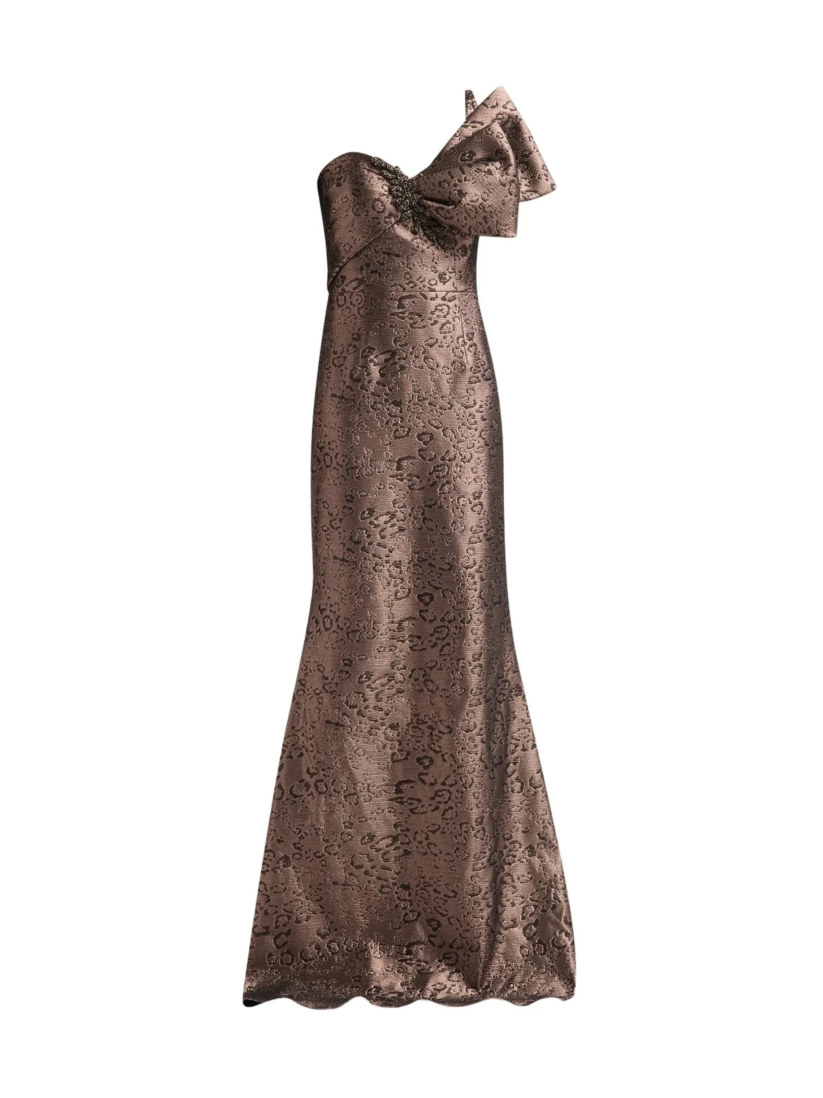 Women's Abstract Animal Jacqaurd Bow Gown Women's Abstract Animal Jacqaurd Bow Gown