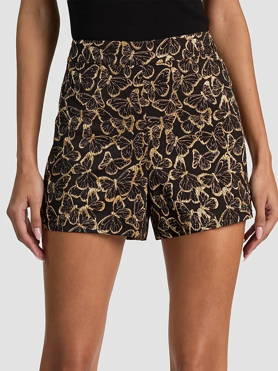 Alice + Olivia Women's Hera Embroidered High-Rise Shorts | Thumbnail 3 Alice + Olivia Women's Hera Embroidered High-Rise Shorts | Thumbnail 3