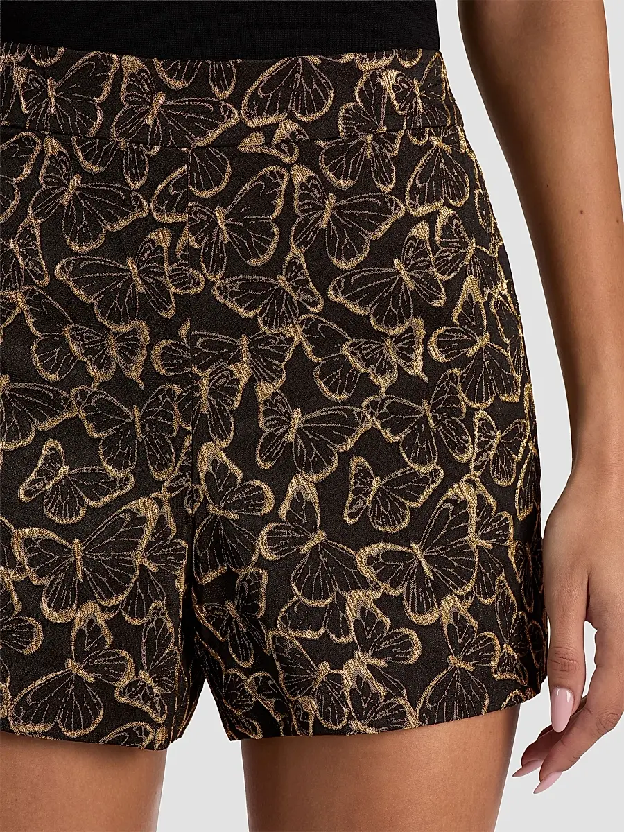 Alice + Olivia Women's Hera Embroidered High-Rise Shorts | Thumbnail 4 Alice + Olivia Women's Hera Embroidered High-Rise Shorts | Thumbnail 4