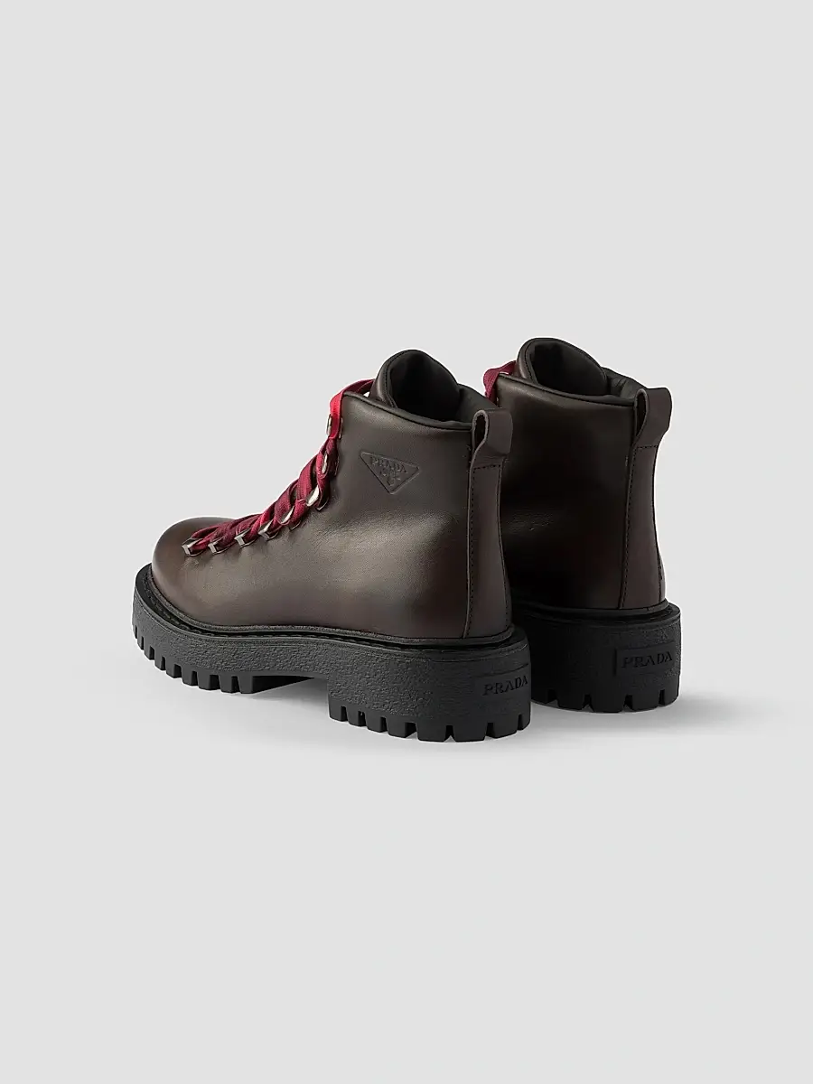 Prada Women's Leather Lace-Up Booties | Thumbnail 3