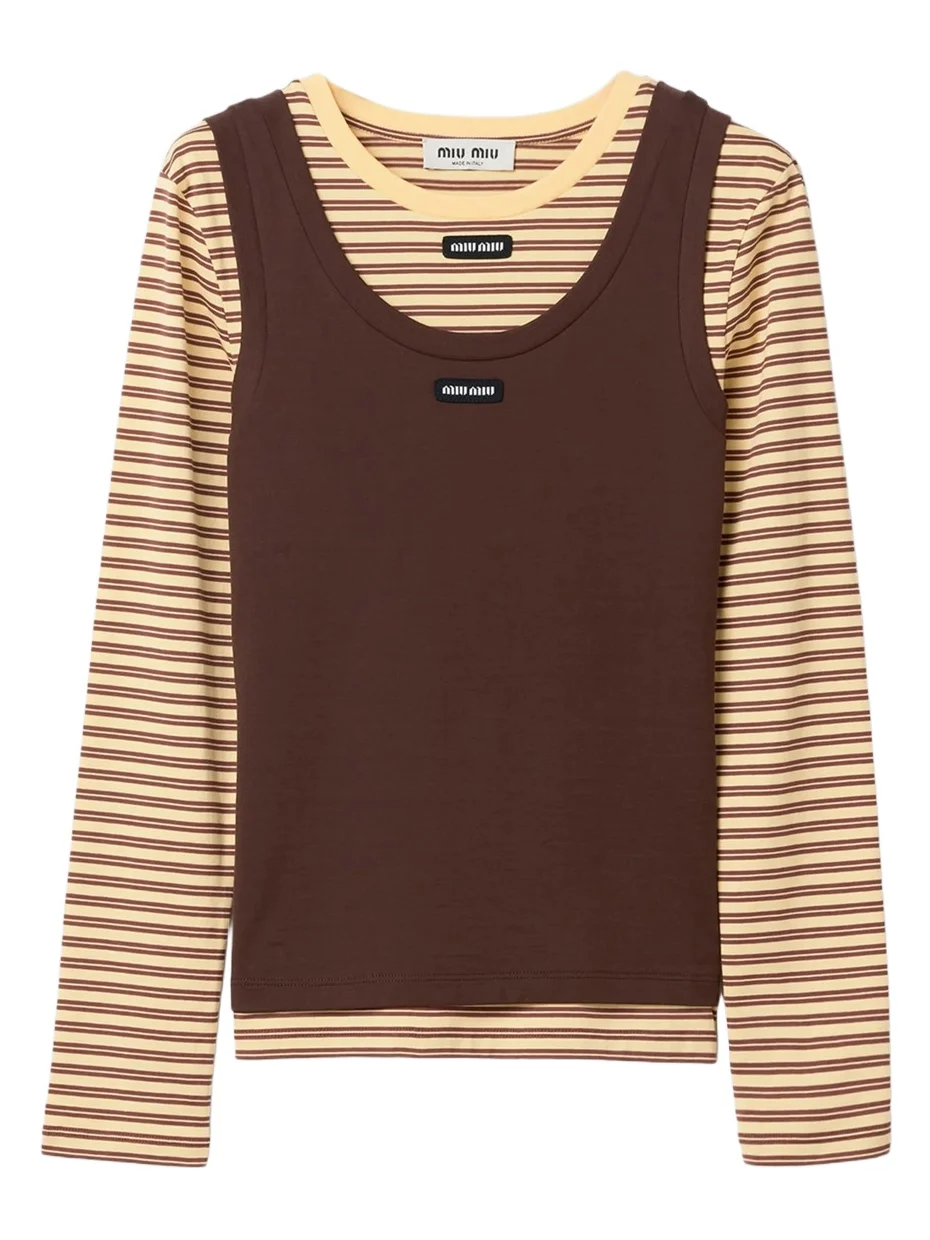 Miu Miu Women's Jersey Tank Top and T-Shirt - Yellow